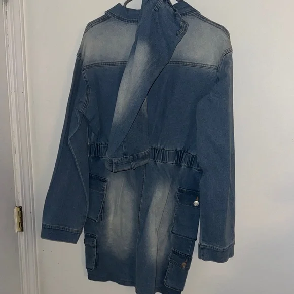 Fashion Nova Blue Denim Mini Dress Jacket - Picture 5 of 5